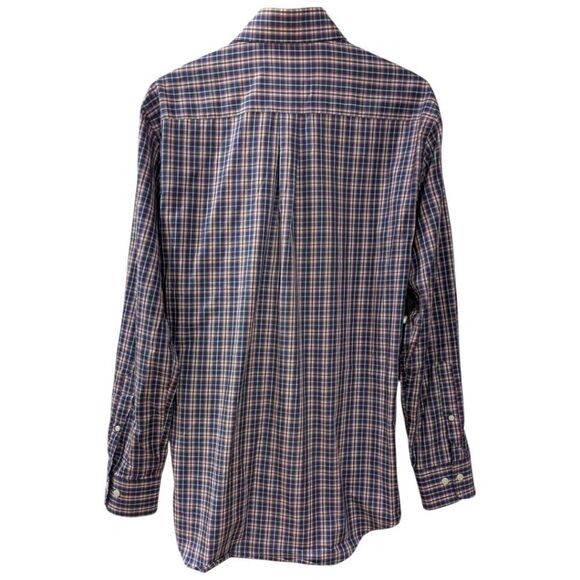 Peter Millar Men's M Cotton Checkered Button Down Long Sleeve Shirt Chest Pocket - Picture 2 of 5